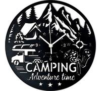 Instant Karma Clocks Horloge Murale pour Camping, randonnée, Camping, Camping, randonnée, Camping, Voyage, idée Cadeau, en Bois HDF avec revêtement Noir
