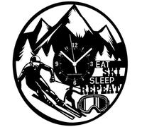 Instant Karma Clocks | Horloge Murale Ski | Mouvement Silencieux à Quartz | Accessoire Déco pour Passionnés de Sports d’Hiver