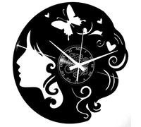 Instant Karma Clocks | Horloge Murale Visage de Femme et Papillon | Mécanisme à Quartz Silencieux | Idée Cadeau pour Cuisine, Chambre, Salon