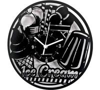 Instant Karma Clocks Ice Cream Gelato Shop Horloge Murale en Bois HDF, Noir