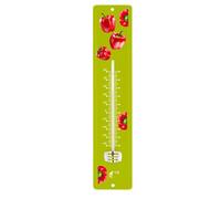 INSTANT NATURE-Thermomètre vert en tôle peinte à motif Poivrons rouges 30 cm
