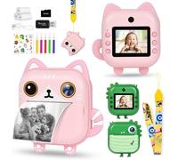 Instant Print Children's Camera, 2.4 Inch 12MP/1080P Selfie Camera Creator with 3 Rolls of Printing Paper, 32G SD Card, 5 Markers, for Girls Boys 3-12 Years