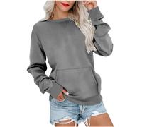 Instantaneou Sweatshirt, Women's Ribbed Accent Pocketed Pullover, Batwing Sleeve Ribbed Pullover Splicing Solid Tops (Gray,TTG)