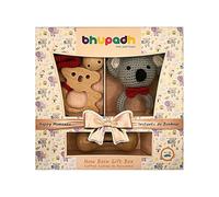 Instants de Bonheur, Coffret Cadeau de Naissance Bhupadh, Hochet en Crochet, Anneau de Dentition, Hochet en Bois, 3 mois+, 3 pièces (Hochet en Bois, La Collection Koala)