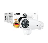 InStar IN-9408 2K+ Caméra de Surveillance LAN/WLAN avec Intelligence Artificielle Blanc Caméra extérieure résistante aux intempéries 2,4 GHz et 5 GHz Wi-FI WPA3 HomeKit PIR Grand Angle RTSP