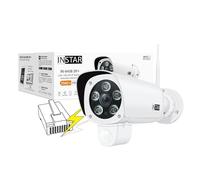 InStar IN-9408 Caméra de Surveillance 2K+ PoE Blanc/LAN/PoE avec Intelligence Artificielle - Caméra extérieure résistante aux intempéries - IEEE 802.3af Power Over Ethernet - HomeKit - PIR - Grand