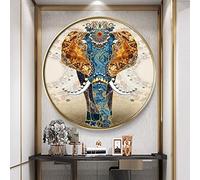 Instarry DIY 5D Broderie Diamant Kit Complet Éléphant Rond Tableau Decoration Murale Chambre 70x70 cm