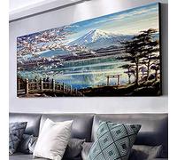 Instarry DIY 5D Broderie Diamant Kit Complet Fleurs de Cerisier et Mont Fuji Tableau Decoration Murale 100x40 cm
