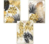 Instarry DIY 5D Diamond Painting Grand Format Tableau Triptyque Feuilles d'or Décoration Intérieure 120x60 cm