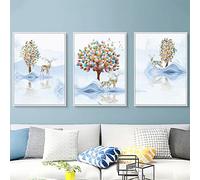 Instarry DIY 5D Diamond Painting Grand Format Triptyque Arbre et Cerf Tableau Decoration Murale Salon 120x50 cm