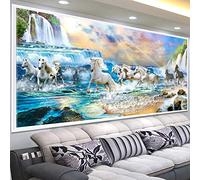Instarry DIY 5D Diamond Painting Strass Complet Cheval Blanc Tableau Decoration Murale Chambre 100x40 cm