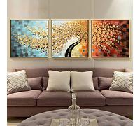 Instarry DIY 5D Diamond Painting Tableau Diamant Tableau Triptyque Arbre Doré Decoration Murale 120x40 cm