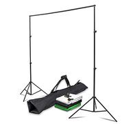 Instarter Kit Fond Studio Tissu Vert Noir Blanc Largeur 155-305 cm 3X Pinces pour Photographie & Écran Vert Greenscreen Barre transversale Support pour arrière-Plans Papier & Tissu Sac