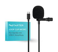 Instarter Microphone Lavalier à Clip en Boucle - Prise de Son à 360° - avec Prise USB-C, câble de 6 m, Pare-Brise, Sac, Pince - Son Clair - pour Appareil Photo, Smartphone, Tablette, PC