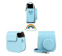 Instax Mini 11,étui en cuir PU pour appareil photo à film instantané,coque avec sangle initiée,rose,bleu,violet,gris,blanc - Type Sky Blue