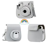 Instax Mini 11,étui en cuir PU pour appareil photo à film instantané,coque avec sangle initiée,rose,bleu,violet,gris,blanc - Type Bear