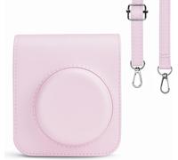 Instax Mini 12 Camera Case - PU Leather Protective Case for Fujifilm Instax Mini 12 Instant Camera - Detachable Case with Adjustable Shoulder Strap, Pink, Magnetic buckle