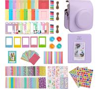 Instax Mini 12 Instant Camera Case with 64 Pockets,Photo Album and Color Filter/Photo Frame/Wall Decoration Frame/Frame Sticker/Corner Sticker,Lilac,Solid Color