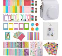 Instax Mini 12 Instant Camera Case with 64 Pockets, Photo Album and Color Filter/Photo Frame/Wall Decoration Frame/Frame Sticker/Corner Sticker, white, Modern