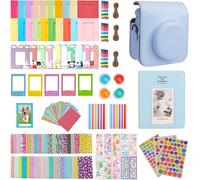Instax Mini 12 Instant Camera Case with 64 Pockets, Photo Album and Color Filter/Photo Frame/Wall Decoration Frame/Frame Sticker/Corner Sticker, Blue, Modern and casual