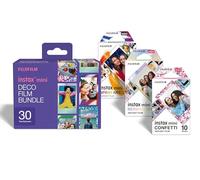 instax Mini Deco Film Bundle, 30 Films Comprenant 1 Pack de 10 Films de Chaque Produits avec Bordure Confetti, Mermaind Tail et Spray Art