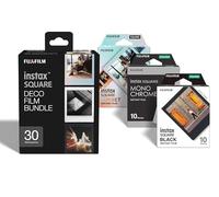 instax Square Deco Film Bundle, 30 Films Comprenant 1 Pack de 10 Films de Chaque Produits avec Bordure Black, Sunset et Monochrome