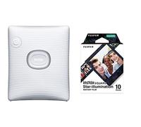 instax Square Link Smartphone Photo Printer, Ash White & 16633495 Lot de 10 Films carrés pour Eclairage étoilé