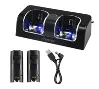 INSTEN® Socle Dock Chargeur Station d'Accueil de Charge Recharge Chargement par Port USB + 2 Batteries Rechargeables 2800mAh Noires