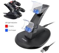 INSTEN® Socle Dock Chargeur Station d'accueil de Charge Recharge Chargement par port USB + Câble Noir Pour 2 Manettes / Pads Sony PS