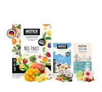 Instick - Boisson instantanée sans sucre (pack économique toutes les variétés), poudre végétalienne, faible en calories et vitamine C, poudre instantanée, 2 x 12 bâtonnets et 1 x 46 bâtons, 1 bâton