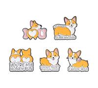 INSTITIZER Broche Corgi en forme de chien de dessin animé « I Love You » en forme de cœur avec inscription « I'm Not Short I'm Fun-size » - Épinglette en émail pour sacs à dos, sacs à main, chemise,