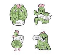 INSTITIZER Lot de broches mignonnes en émail en forme de cactus amusant avec mots anglais « I need food » pour vêtements, sacs, sac à dos, Halloween, décoration quotidienne, Métal