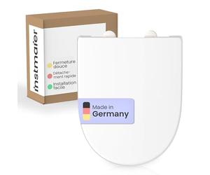 instmaier Alma | Abattant WC avec abaissement automatique | Blanc | Forme D | Duroplast | Siège de WC blanc | Lunette de WC avec Quick Release | Fabriqué en Allemagne | Stable jusqu’à 250 kg