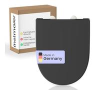 instmaier Alma | Abattant WC avec abaissement automatique | Noir | Forme D | Duroplast | Siège de WC noir | Lunette de WC avec Quick Release | Fabriqué en Allemagne | Stable jusqu’à 250 kg