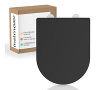 instmaier Gaia | Abattant WC avec abaissement automatique | Noir mat | Forme D | Thermodurcissable | Siège de WC noir mat | Lunette de WC avec Quick Release