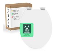 instmaier Gaia Siège de WC blanc | Siège de WC blanc avec abaissement automatique | Couvercle de WC en bois MDF | testé durable avec certification FSC | lunette de WC facile d'entretien