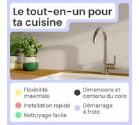 instmaier Leona | mitigeur de cuisine | robinet de cuisine en acier inoxydable | mitigeur d'évier avec bec haut | mitigeur d'évier de cuisine | mitigeur monocommande | pivotant à 360°