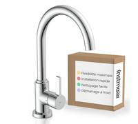 instmaier Leona | robinet de cuisine basse pression | robinet de cuisine | mitigeur d'évier avec bec haut | avec chauffe-eau | mitigeur monocommande | mitigeur pivotant à 360° | chrome