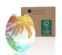 instmaier Siège de WC avec motif | Palmier au soleil | Siège de toilettes avec abaissement automatique | Couvercle de toilettes en bois MDF | testé durable avec certification FSC | facile d'entretien
