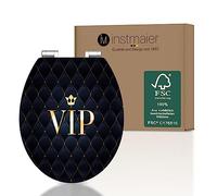 instmaier Siège de WC avec motif "VIP" | noir/or | Siège de WC avec abaissement automatique | Couvercle de WC en bois MDF | testé durable avec certification FSC | lunette de WC facile d'entretien