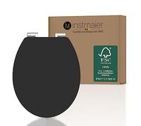 instmaier Siège de WC noir mat | Siège de toilettes avec abaissement automatique | Couvercle de toilettes en bois MDF | testé durable avec certification FSC | lunette de toilettes facile d'entretien