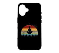 Instructeurs de Yoga Amusants et rétro au Motif Coucher de Soleil Coque pour iPhone 16