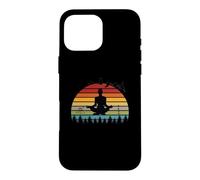 Instructeurs de Yoga Amusants et rétro au Motif Coucher de Soleil Coque pour iPhone 16 Pro Max