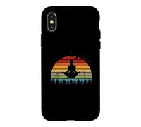 Instructeurs de Yoga Amusants et rétro au Motif Coucher de Soleil Coque pour iPhone X/XS