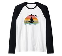 Instructeurs de Yoga Amusants et rétro au Motif Coucher de Soleil Manche Raglan