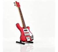 Instrument de guitare miniature, modèle de basse miniature rouge modèle d'instrument de réplique de guitare basse avec support et étui noir pour cadeau