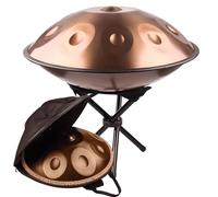 Instrument De Handpan Drum, 9/10/12 Notes Steel Handdrum En D Mineur Avec Sac Souple, 55cm 432Hz/440Hz Instrument De Percussion Pour La Guérison Sonore (Size : 440Hz, Color : GOLD_10 NOTES)