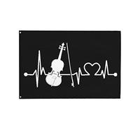 Instrument De Musique Amusant En Forme De Violon Et De Battement De Cœur Garden Flag Solide Drapeaux Avec Œillets Drapeau De Jardin Pour Bar Extérieur Pelouse 90X150Cm