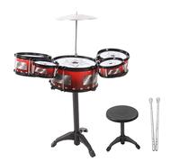 Instrument de musique Bass Drum Set Percussion Portable Rock Jazz Drum Kit pour Débutant Enfants Enfants ABS PVC Robuste Drum Stand Cymbales Expérience de batterie complète