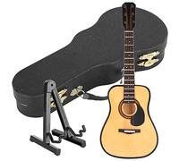 Instrument de Musique Miniature, modèle de Guitare en Bois, décoration de Maison de poupée avec étui et Support